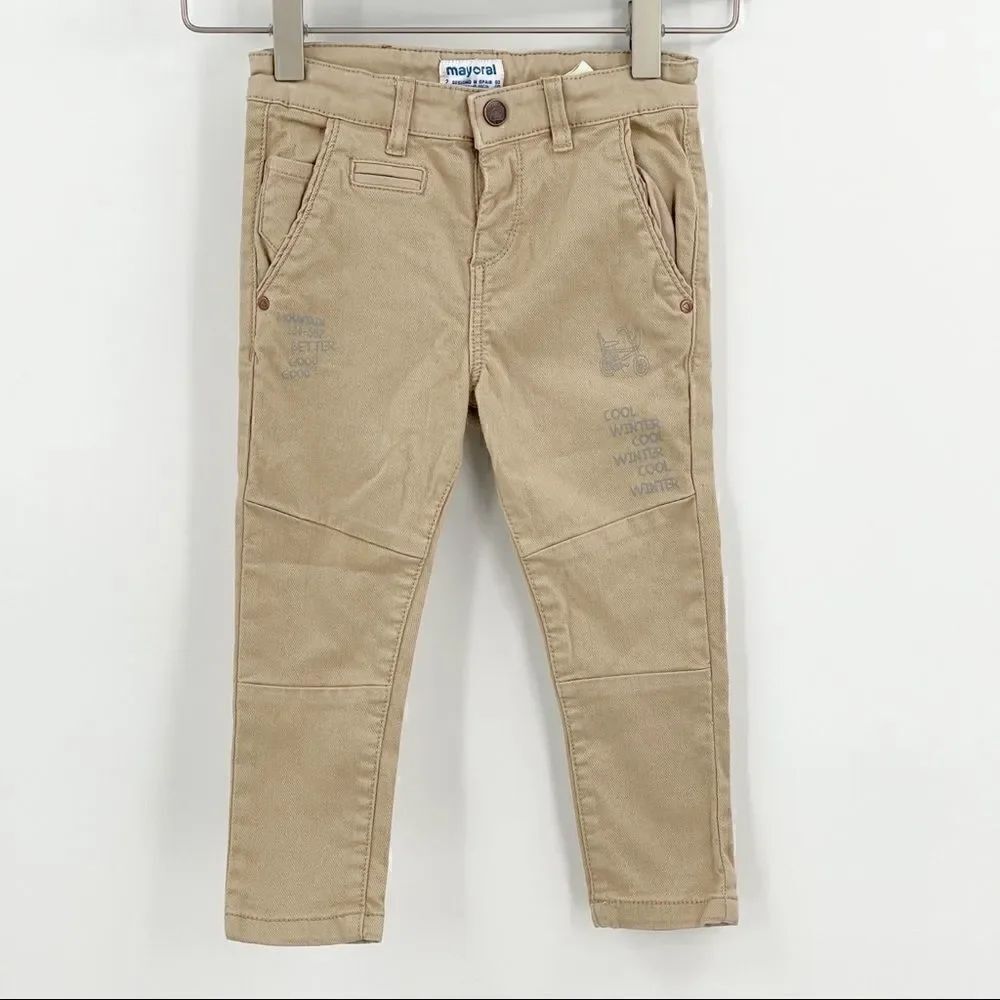 Mayoral khaki print skinny pants